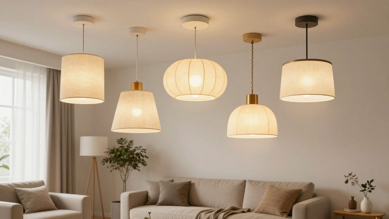Modern room with assorted IKEA ceiling light shades