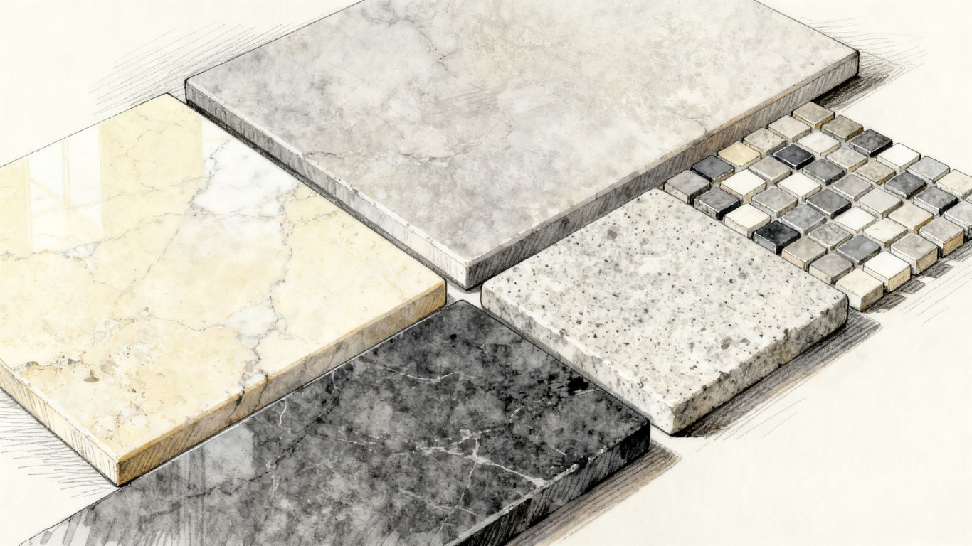 Natural stone finishes and tile formats