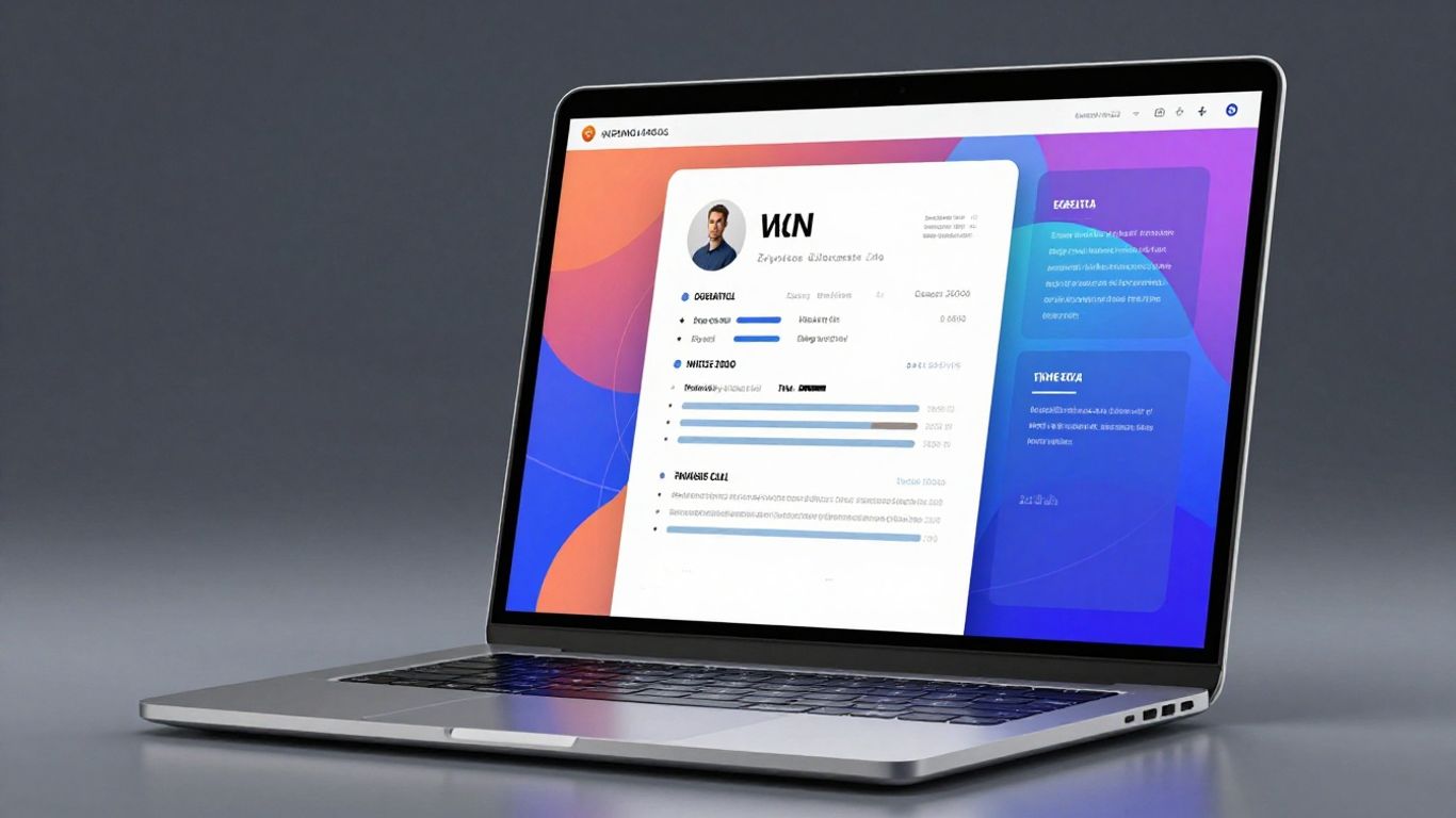 Laptop screen with AI resume builder interface.