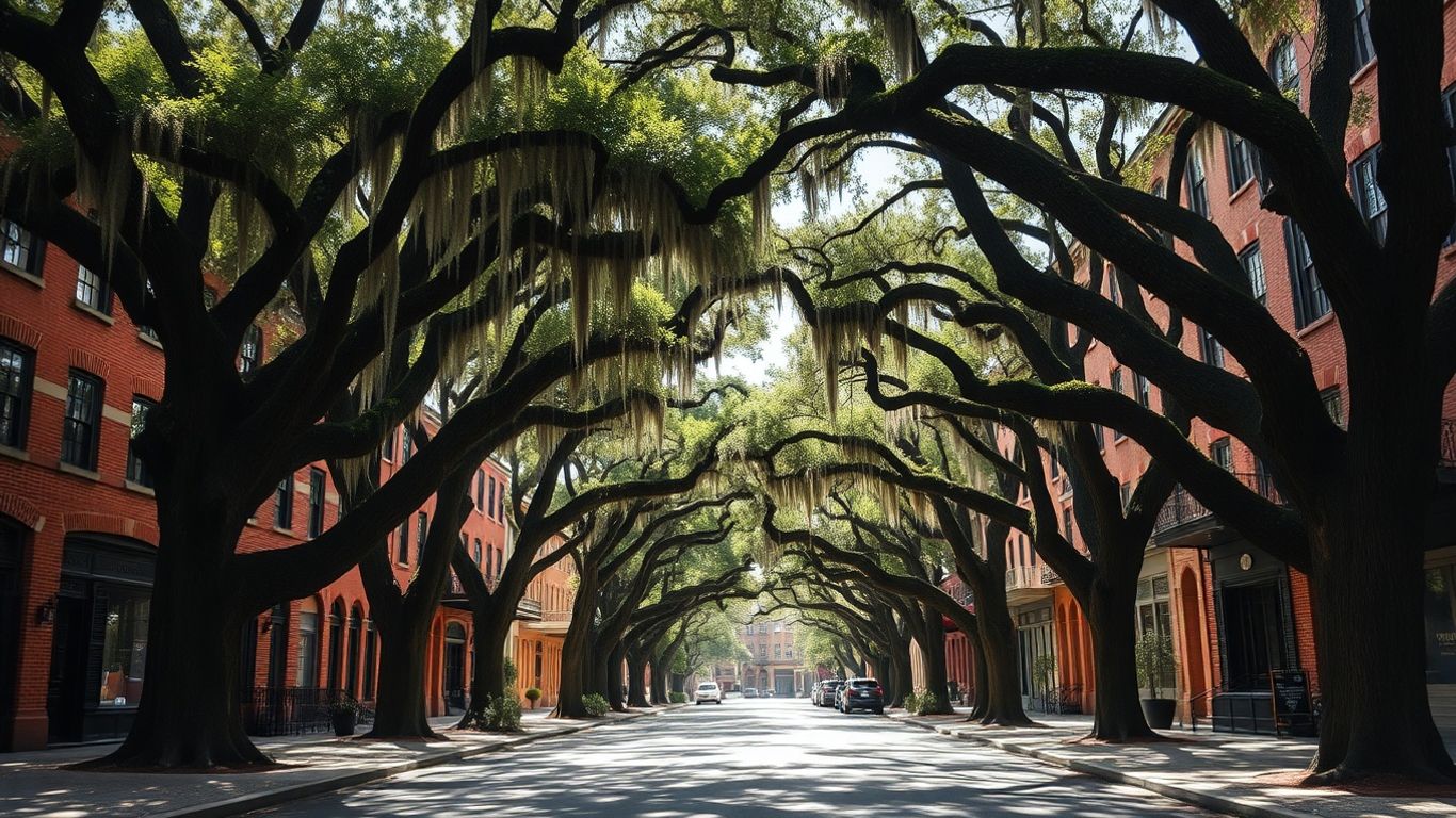 Historic scenery in beautiful Savannah city