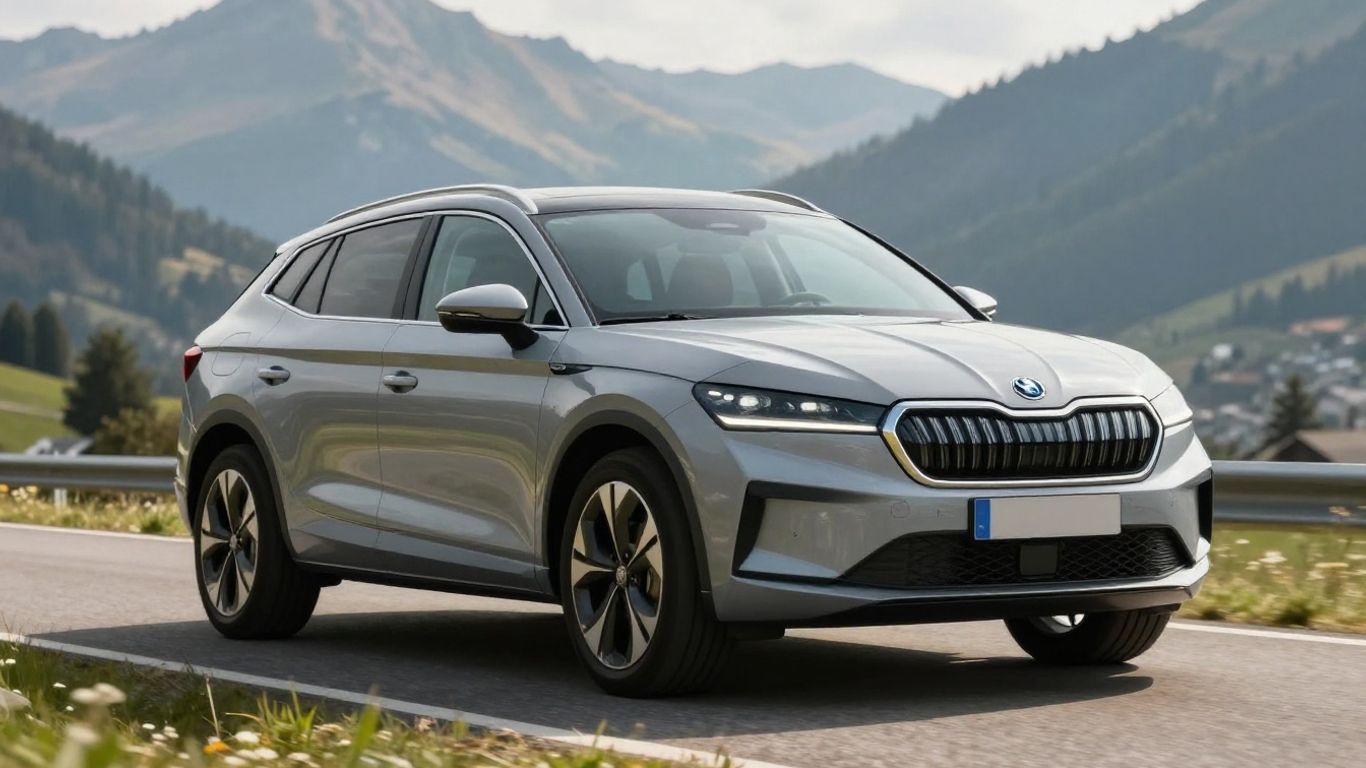 Skoda Elroq Elektroauto auf Schweizer Bergstraße