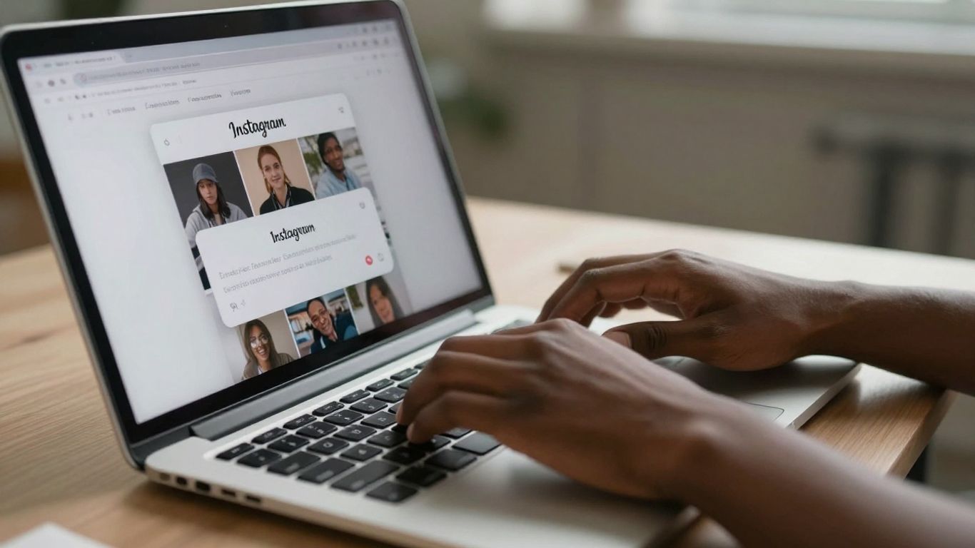 Pessoa usando computador para postar Stories no Instagram.