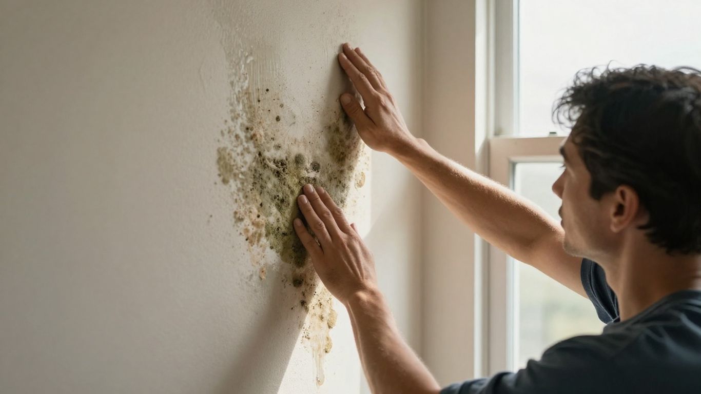 Homeowner discovers mold damage on a wall.