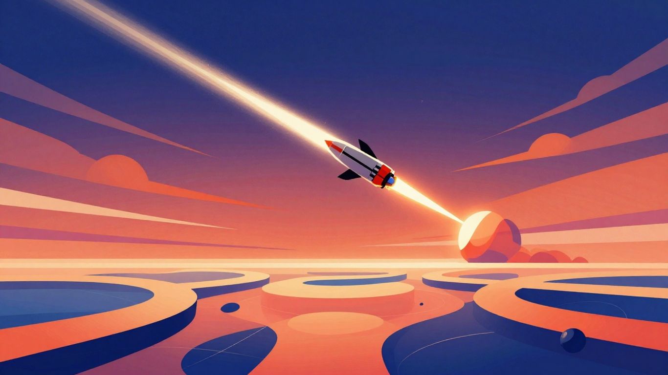 Rocket ascending, symbolizing business growth and expansion.