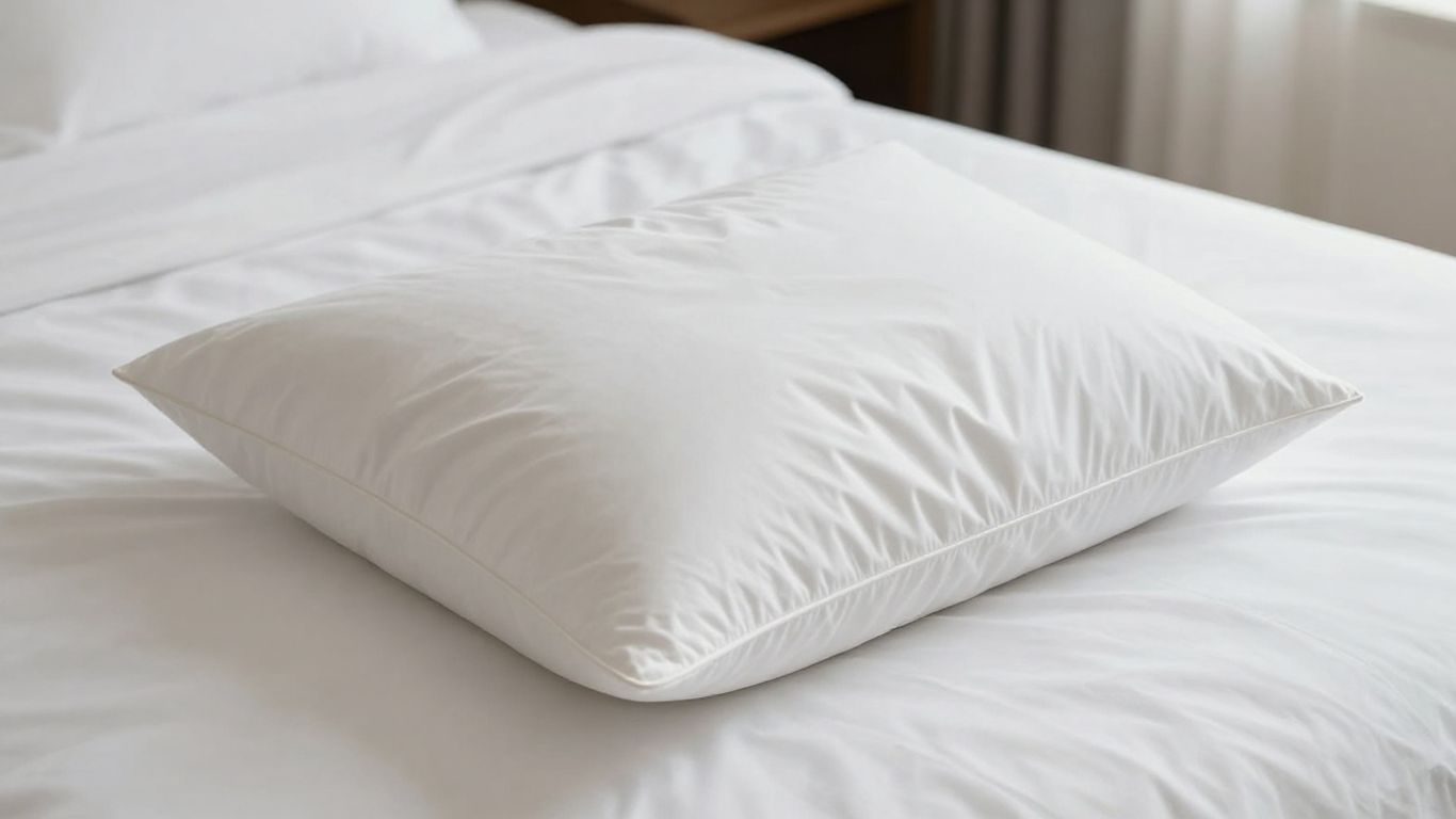 Plush hotel pillow on a white bed