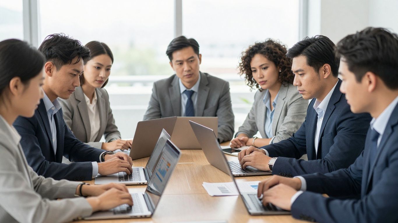 Team reviewing revenue performance