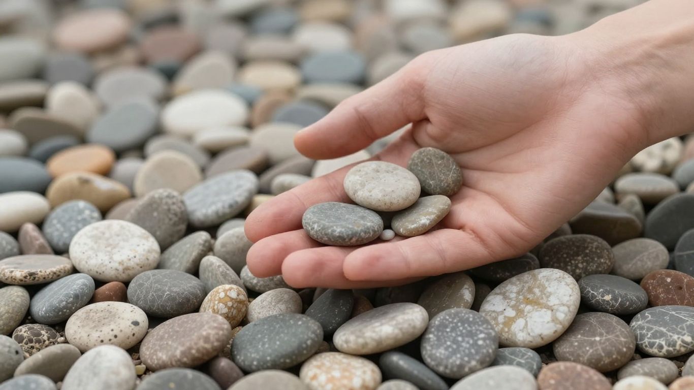 Small pebbles accumulating into a larger pile.