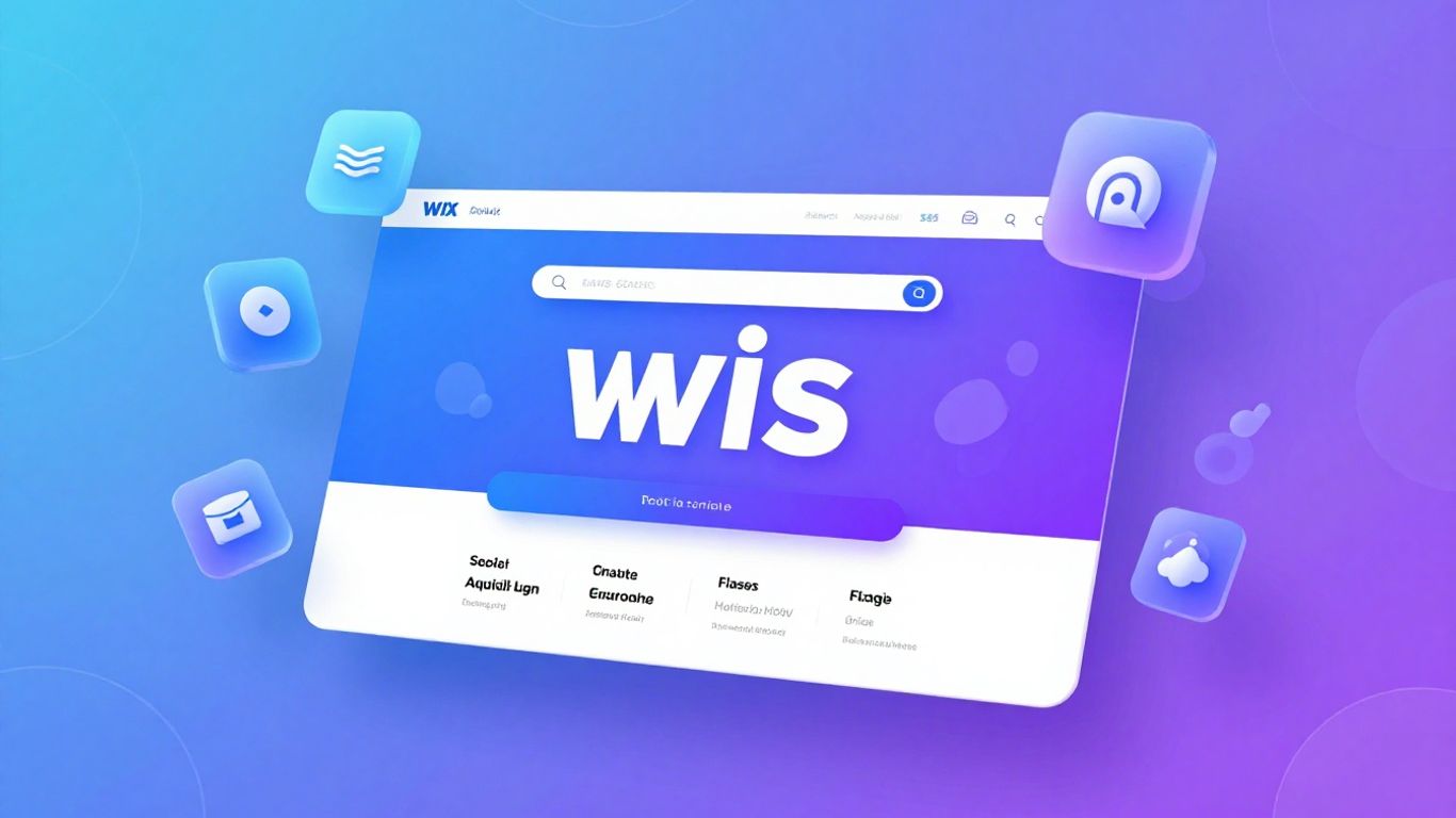Wix website with floating plugin icons.