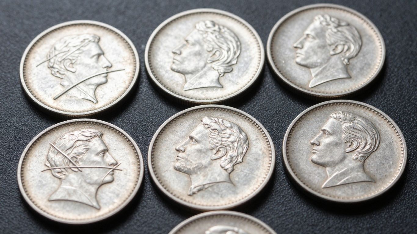 Old silver coins with chop marks