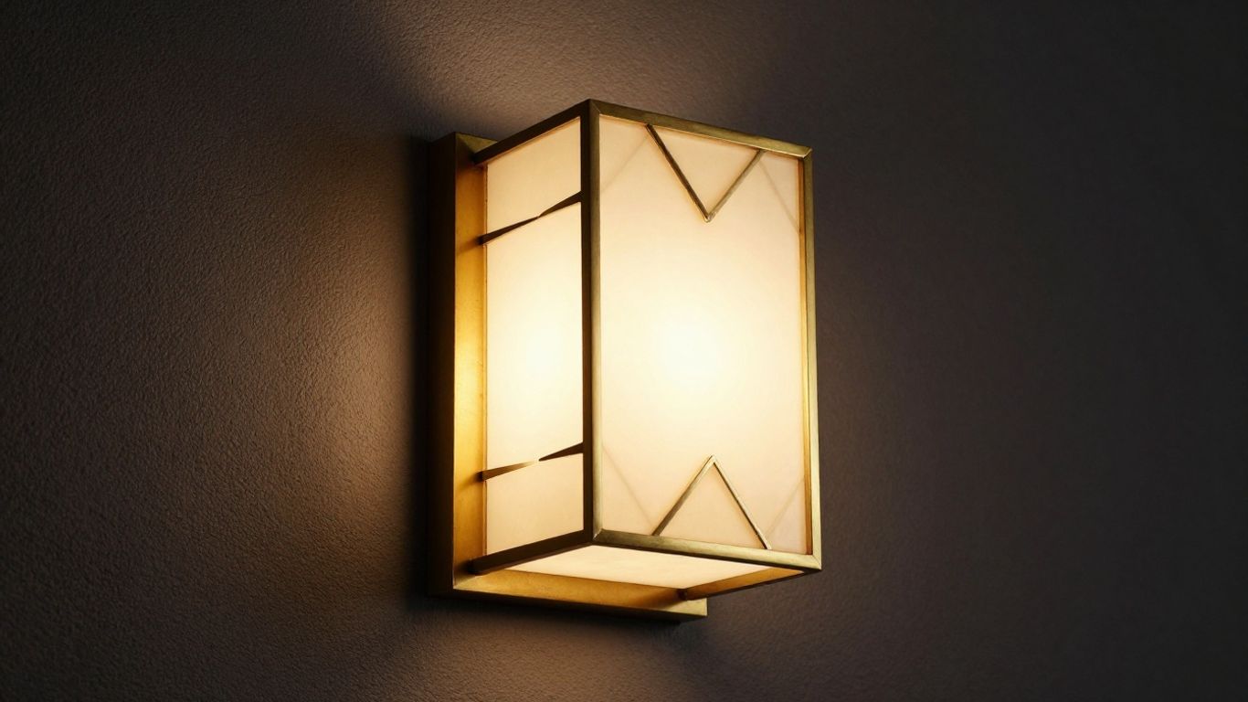 Elegant Art Deco wall light fixture with brass and glass details.