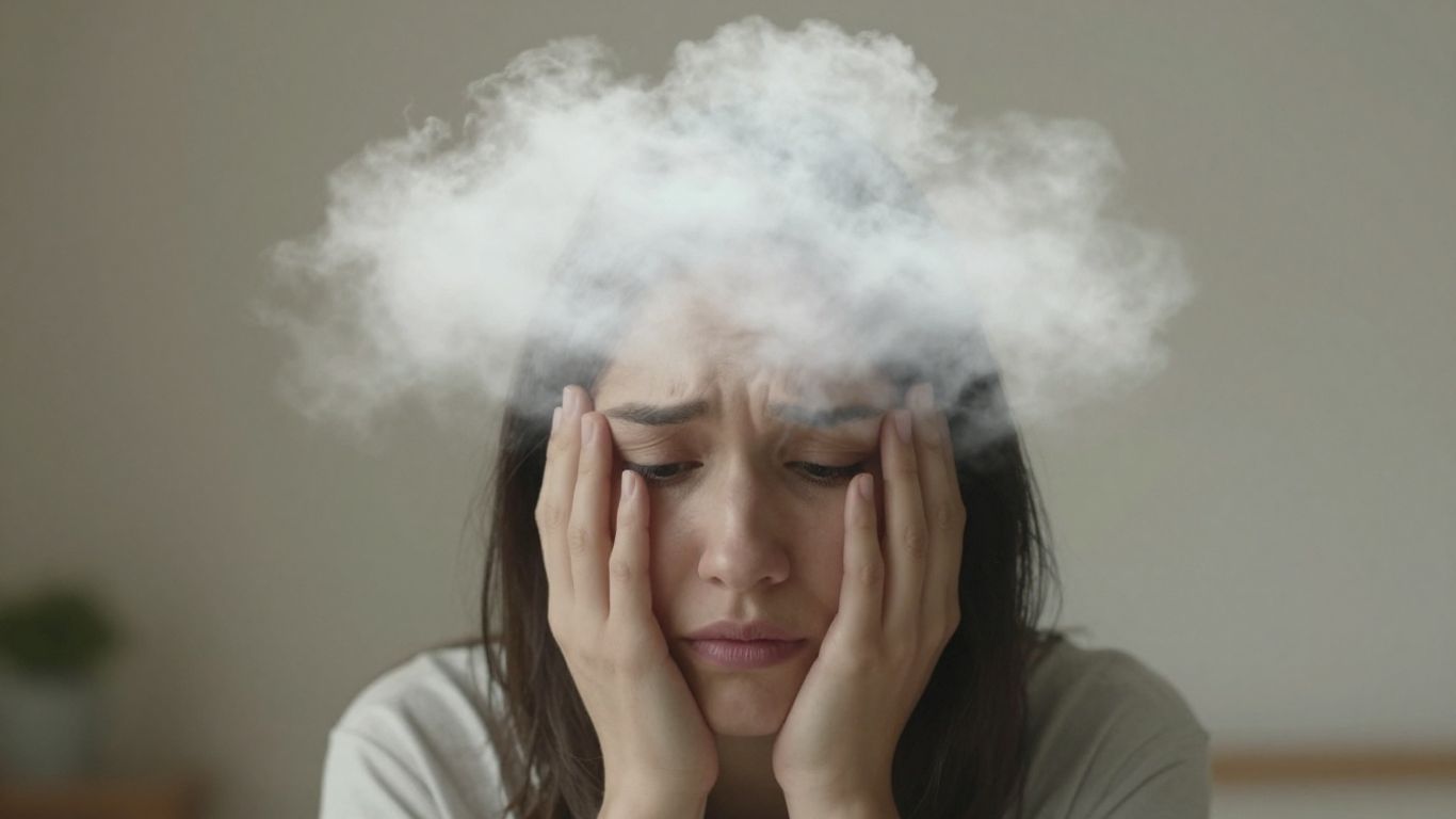 Person with hazy clouds around their head.