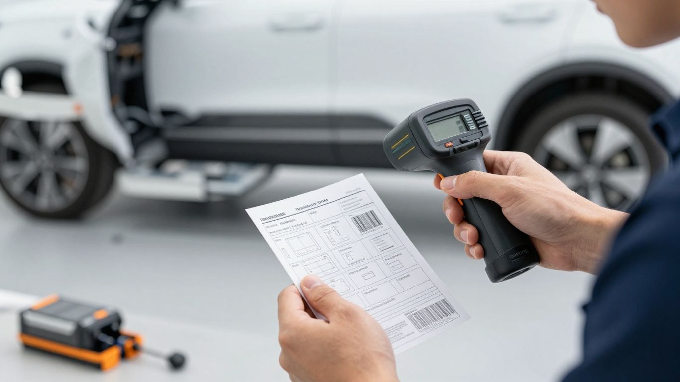A mechanic matching electric vehicle components