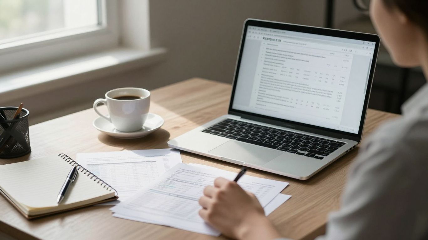 Trader reviewing account options at a desk