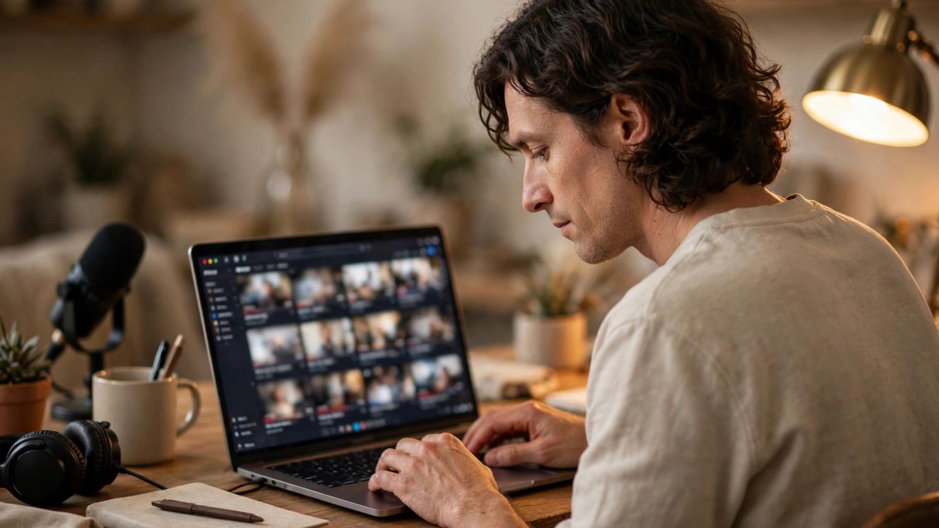 Creator choosing a video mode at a workstation