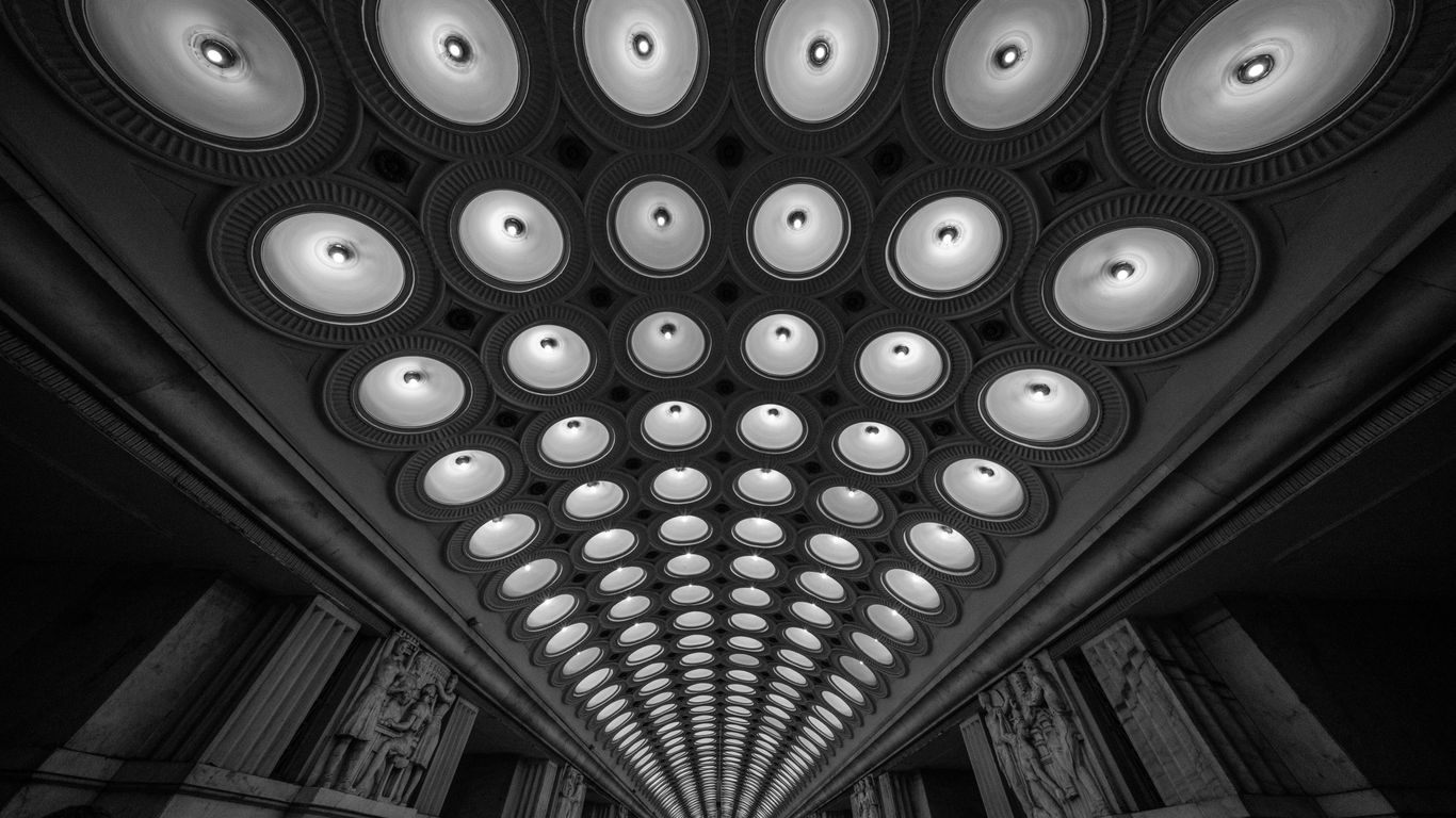 Art Deco railway station interior details