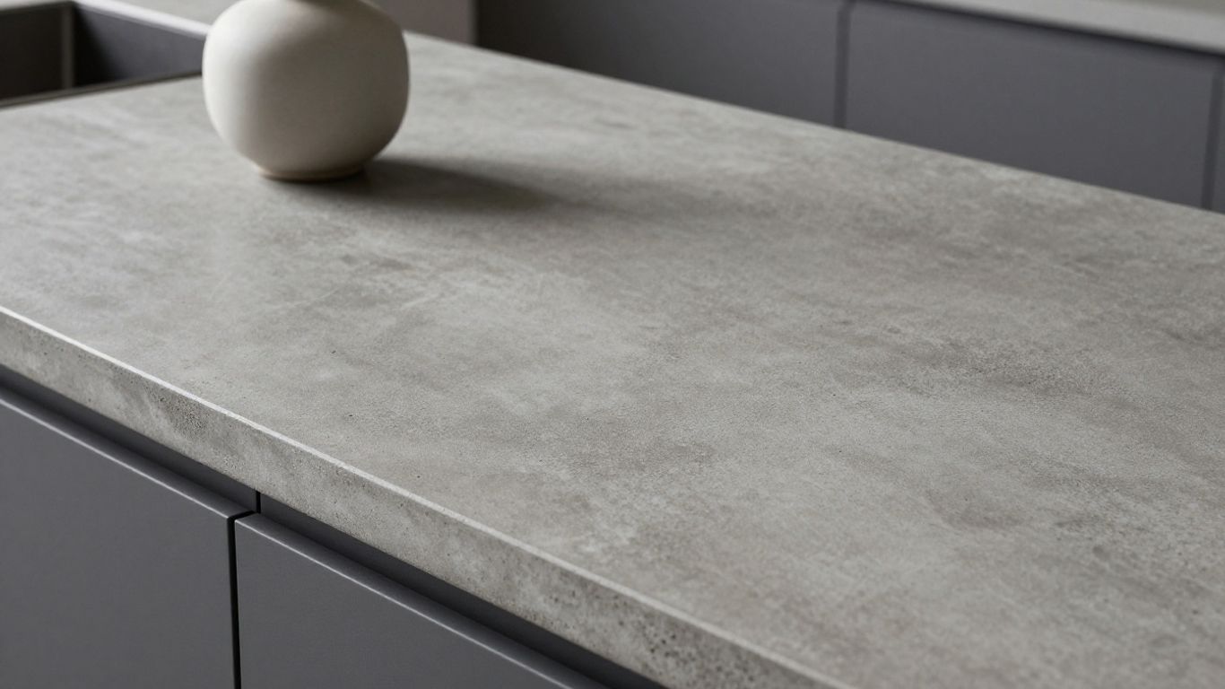 Modern concrete kitchen worktop with minimalist decor
