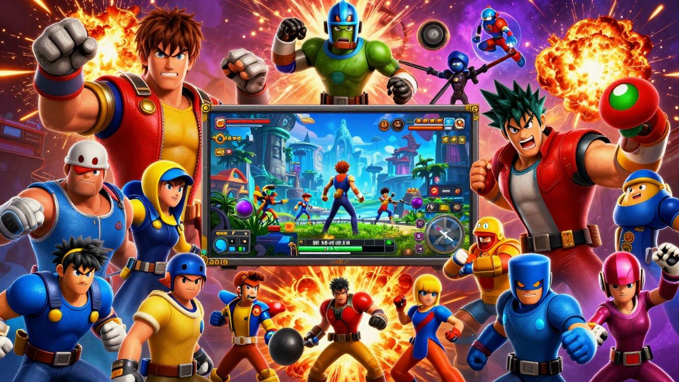 Collage of 2015 video game characters and action scenes.