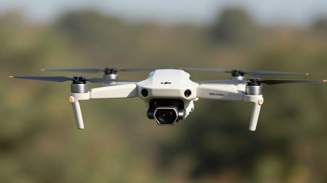 DJI Mavic Mini 1 drone in flight outdoors.