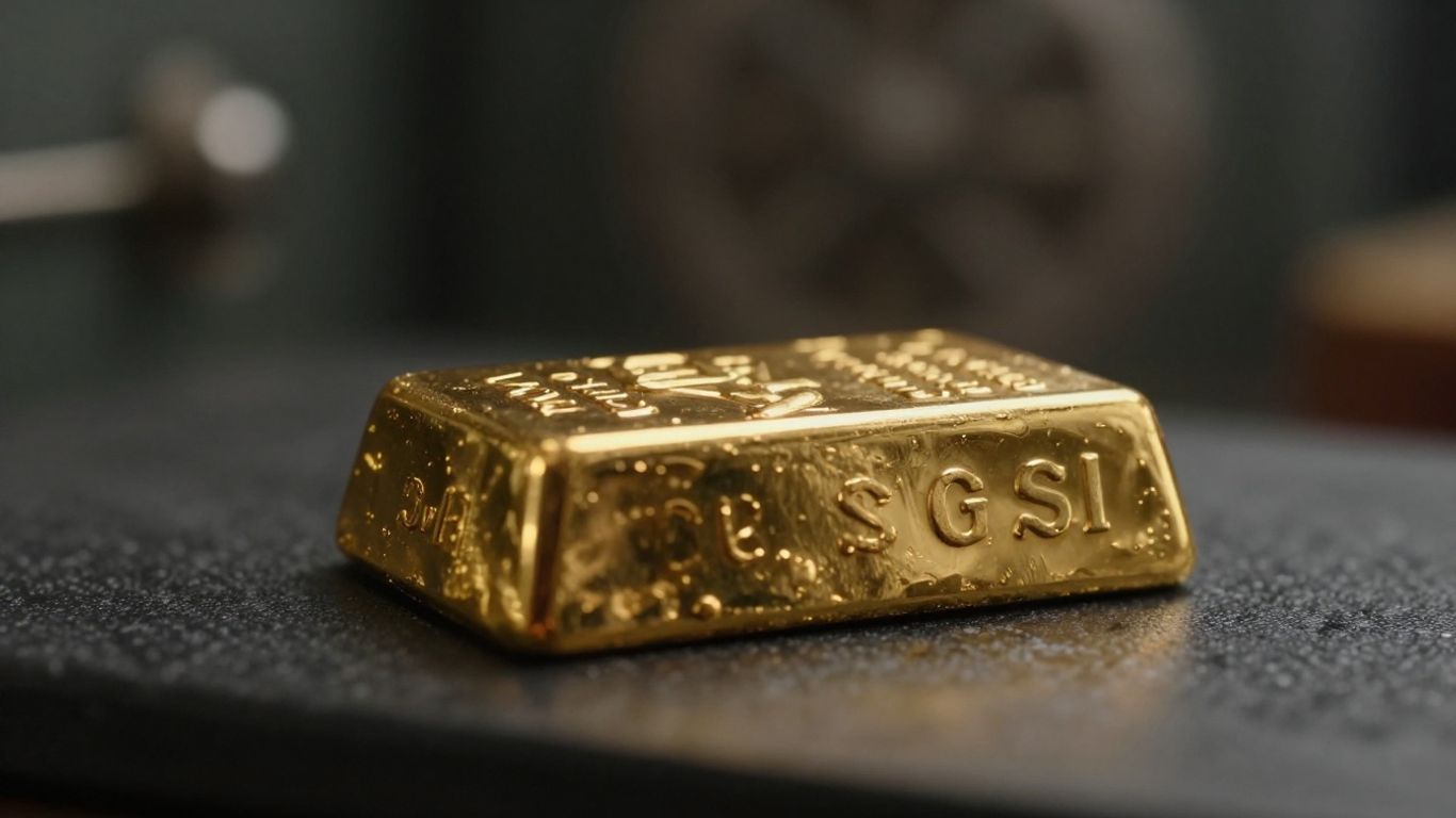 Swiss gold ingot in a safe.
