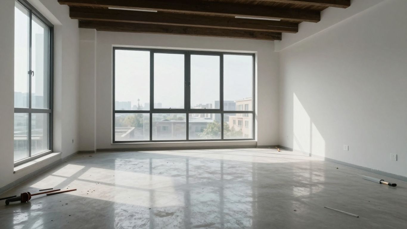 Newly constructed room after post-construction cleaning.
