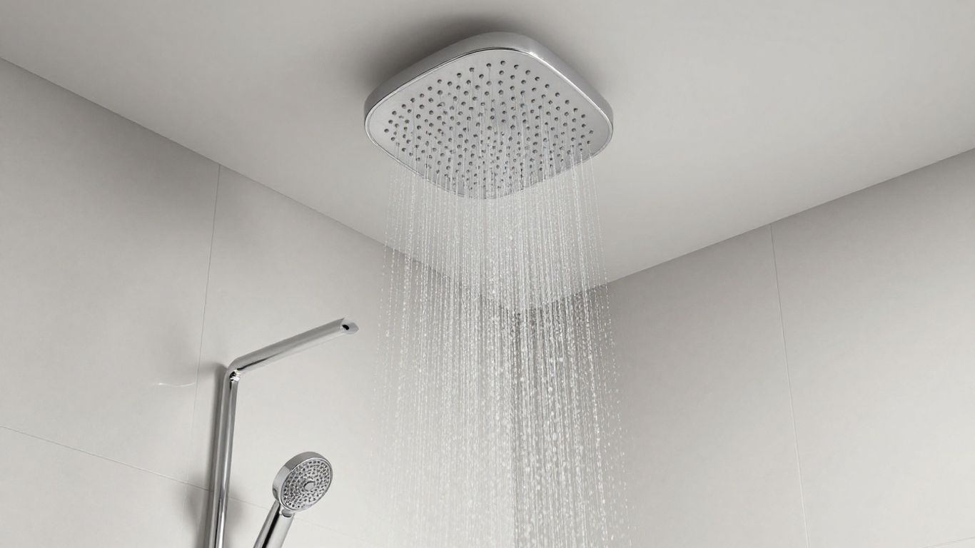 Sleek ceiling mount shower head