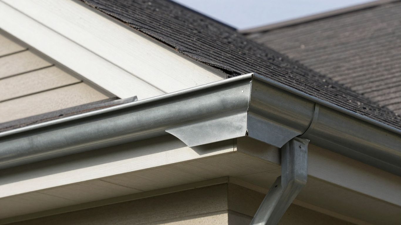 House roof edge with metal drip edge flashing installed.