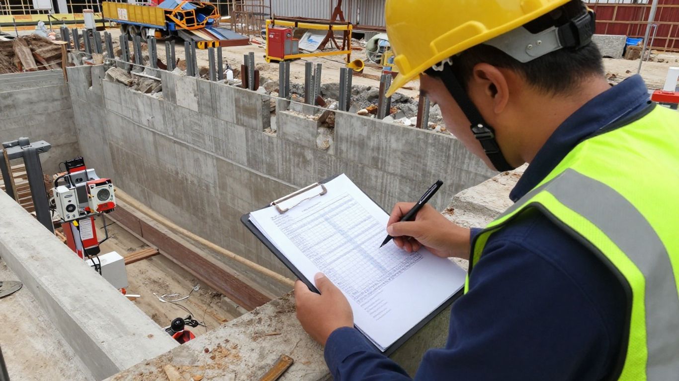 Independent engineer checking excavation calculations
