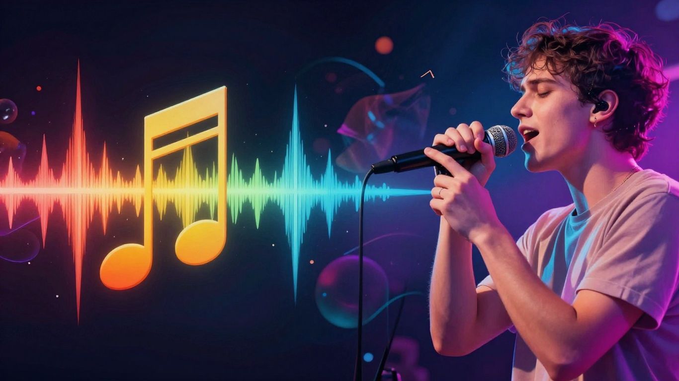 Music generation comparison: sound waves vs. singing with visuals.