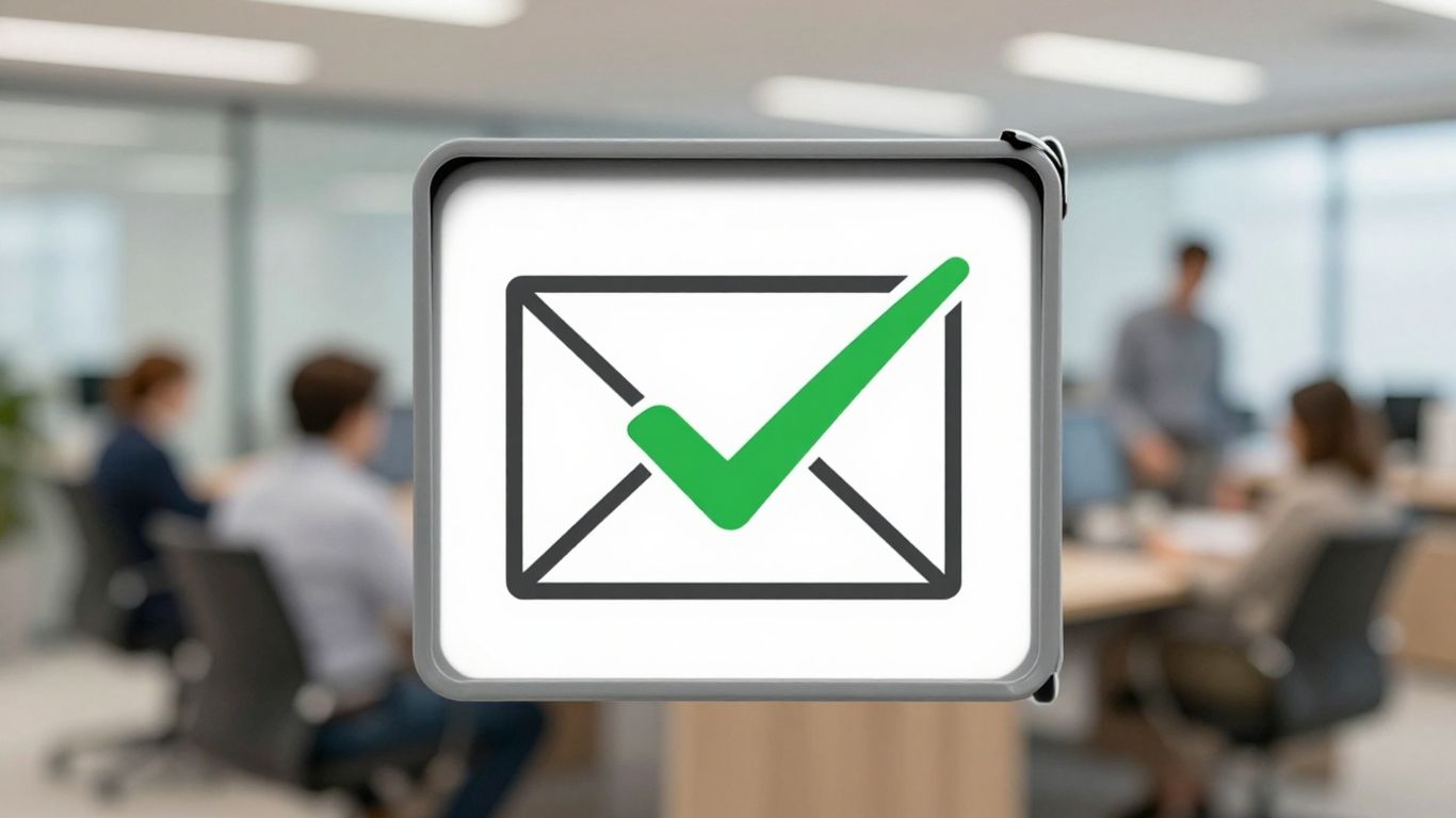 Email verification checkmark over an email address.