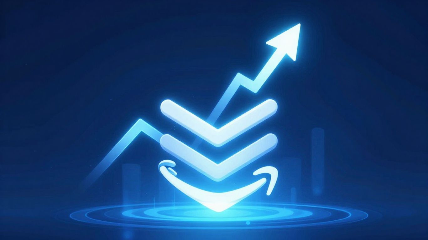 Upward trend graphic with Amazon logo