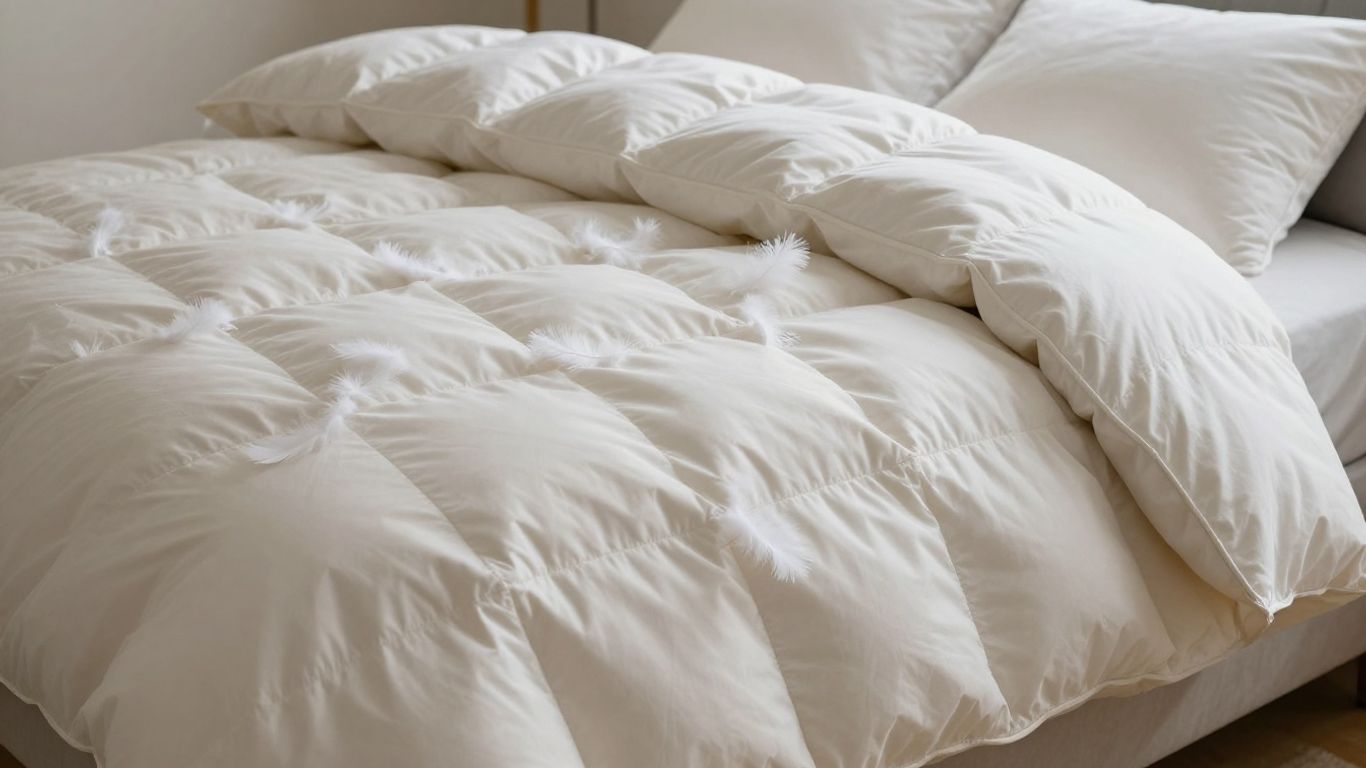 Plump down comforter on a bed