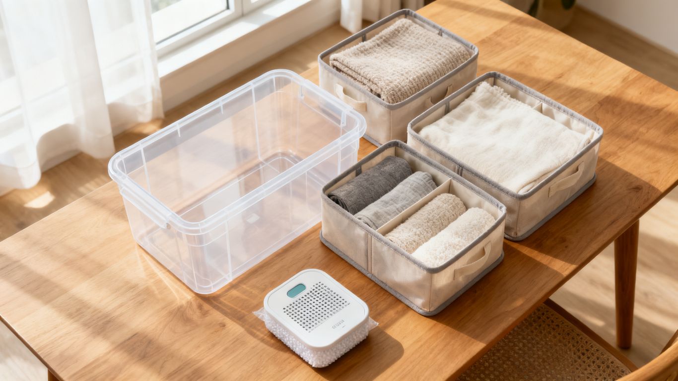 Various household storage areas being organized