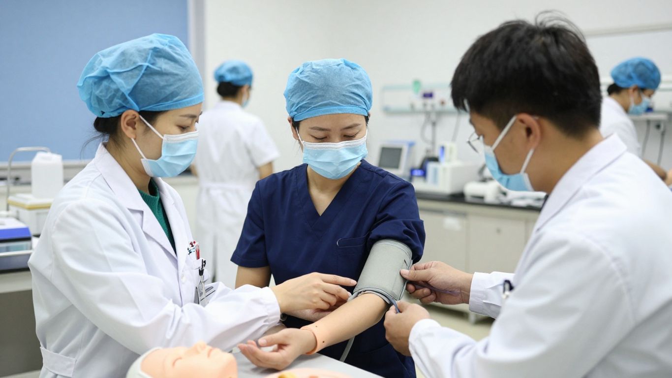 Nursing student practicing clinical skills