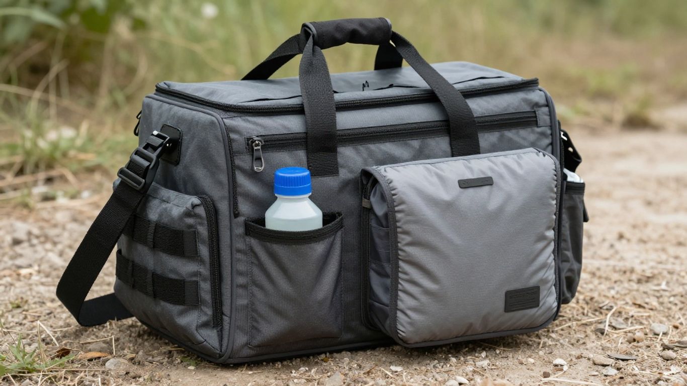 Tactical diaper bag packed for adventure.