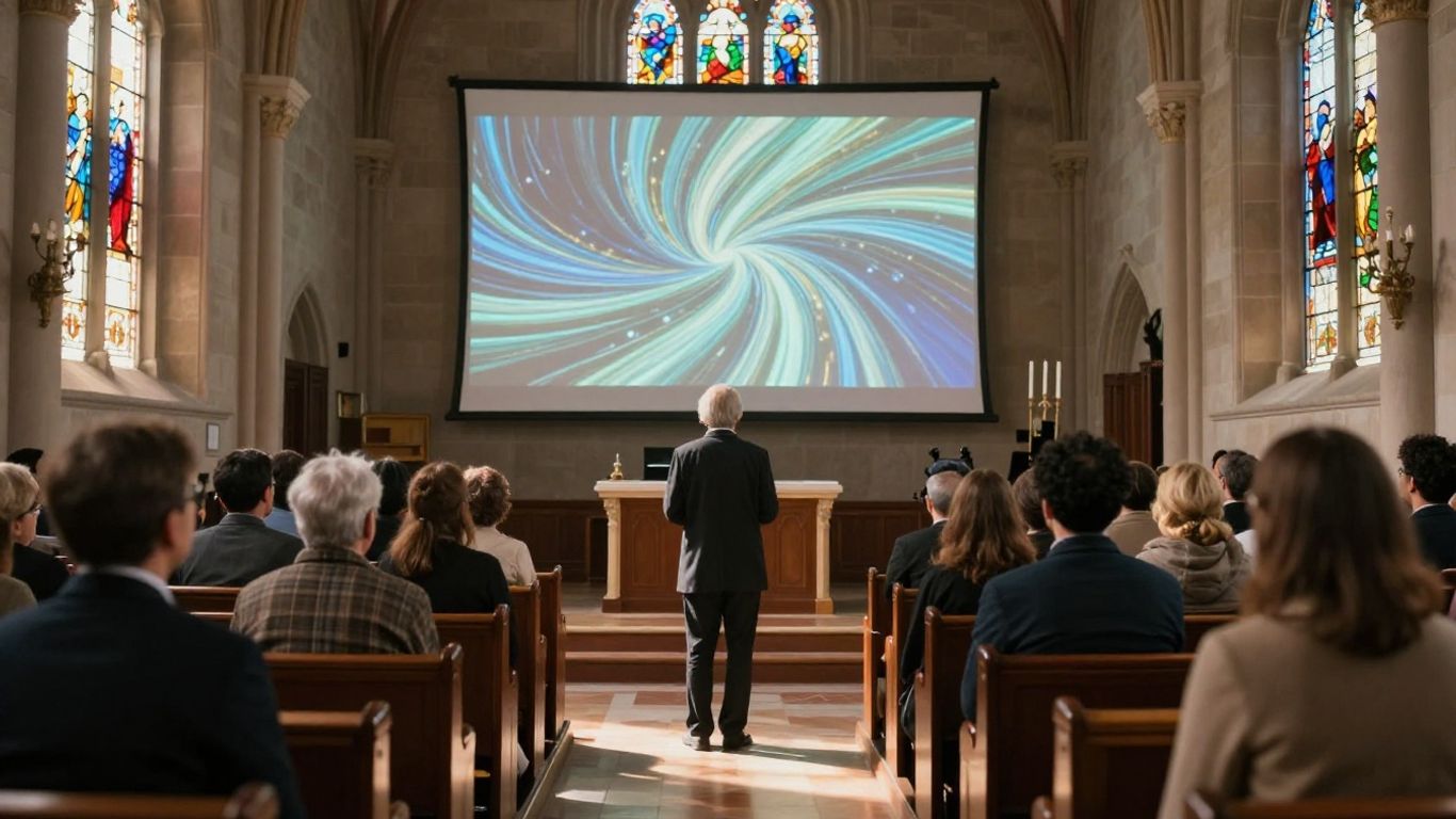 AI worship music video creation in a church