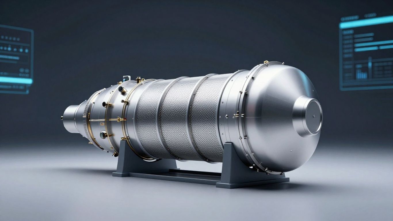 Petit réacteur nucléaire SMR moderne et paysage énergétique propre.
