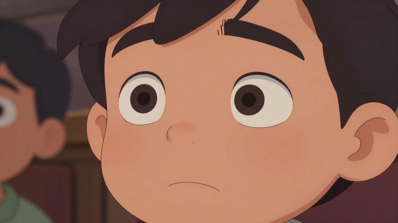 Animated characters' faces showing deep emotions.