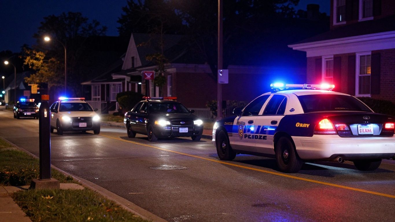 Cary NC DWI scene with police car lights