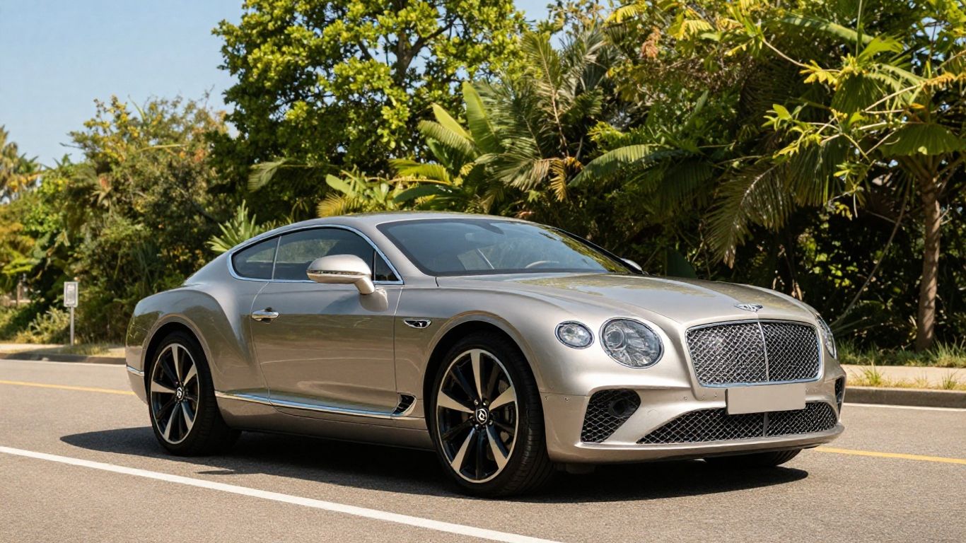 Bentley Continental GT on a sunny, scenic road.
