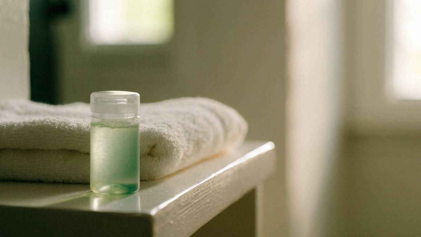 Water-based lubricant gel beside a folded towel