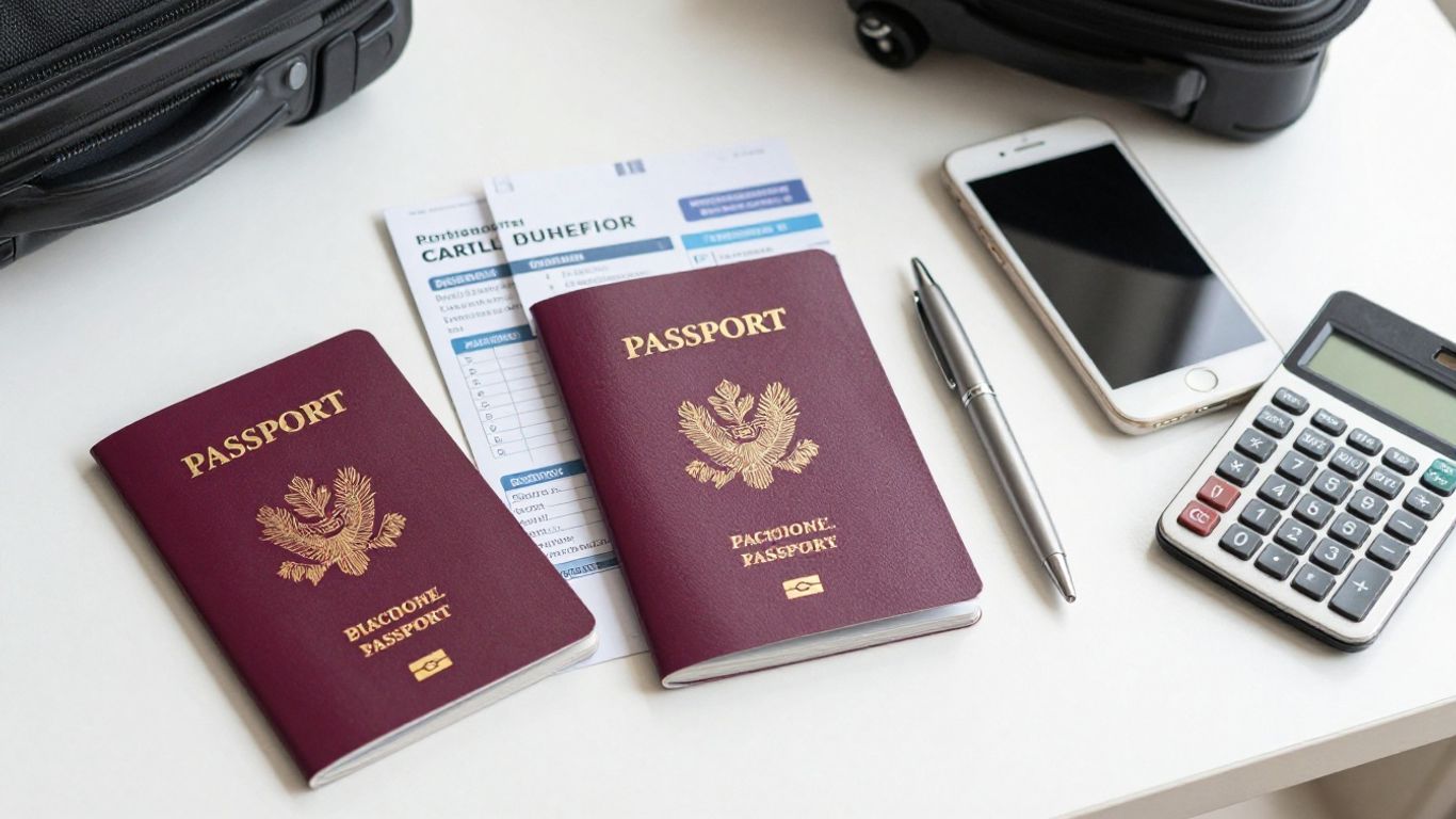 Travel documents and booking details on a table