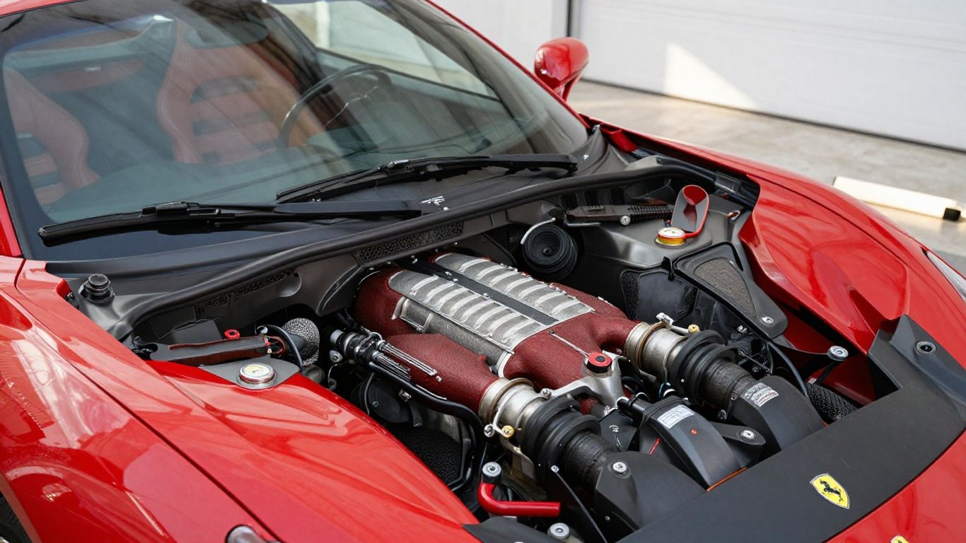 Ferrari Portofino engine bay and interior detail