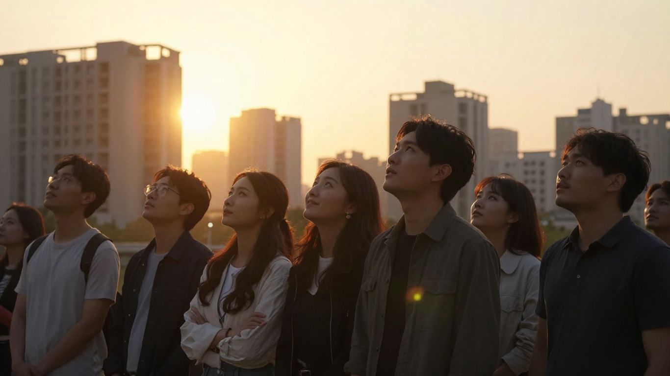 People looking up towards a brighter future.