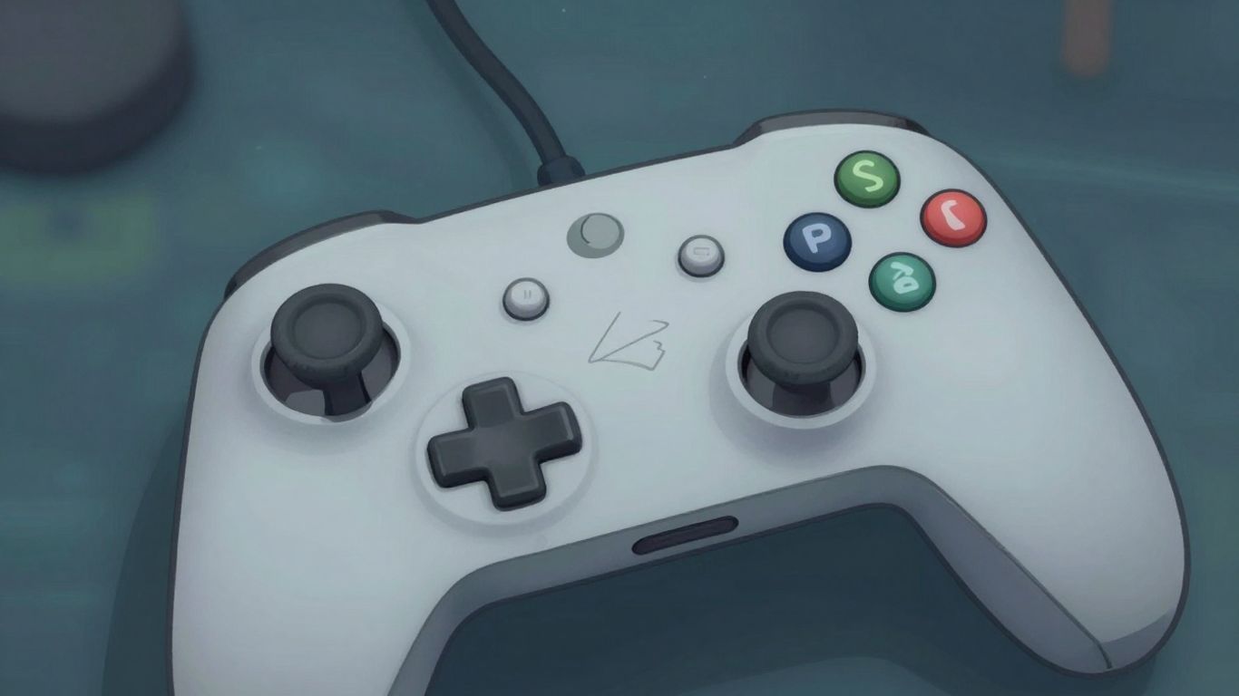 Game controller with an itch mark, illustrative style.
