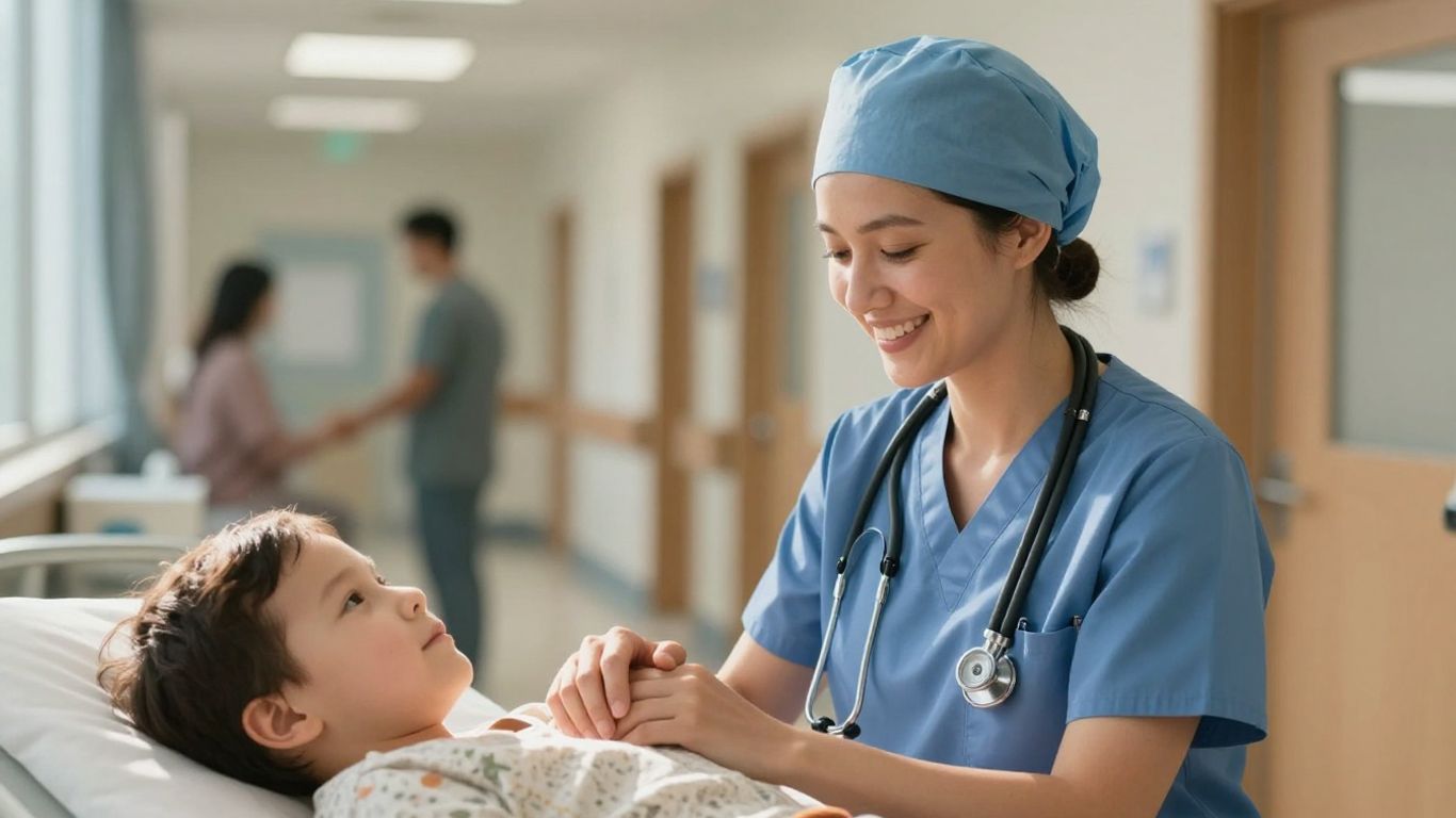 CNA in Texas holding a patient's hand in a hospital.