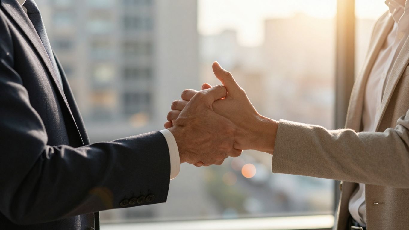 Handshake signifying business funding opportunities.