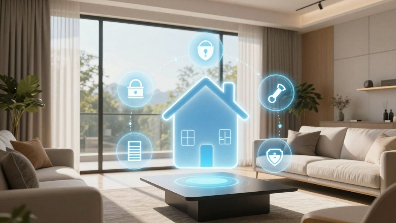 Casa moderna con seguro de hogar y protección.