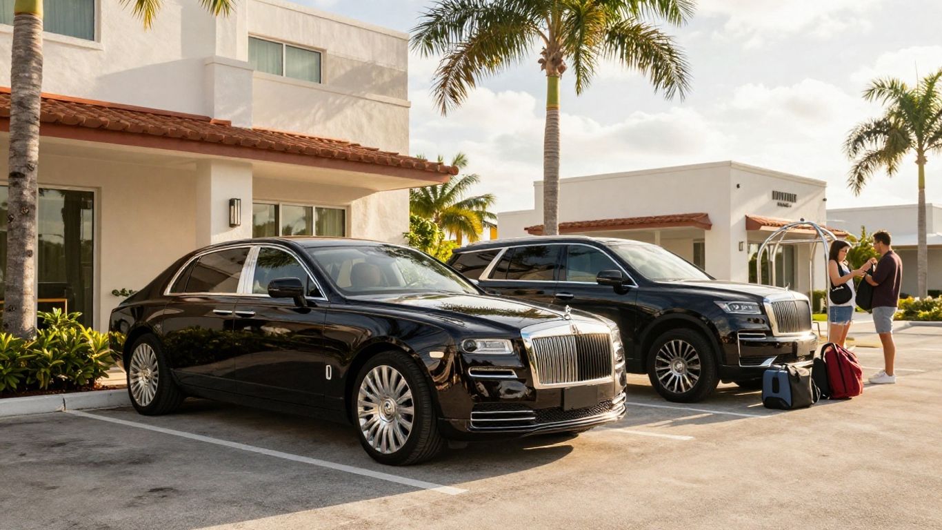 Luxury vehicle waiting near Jupiter palms