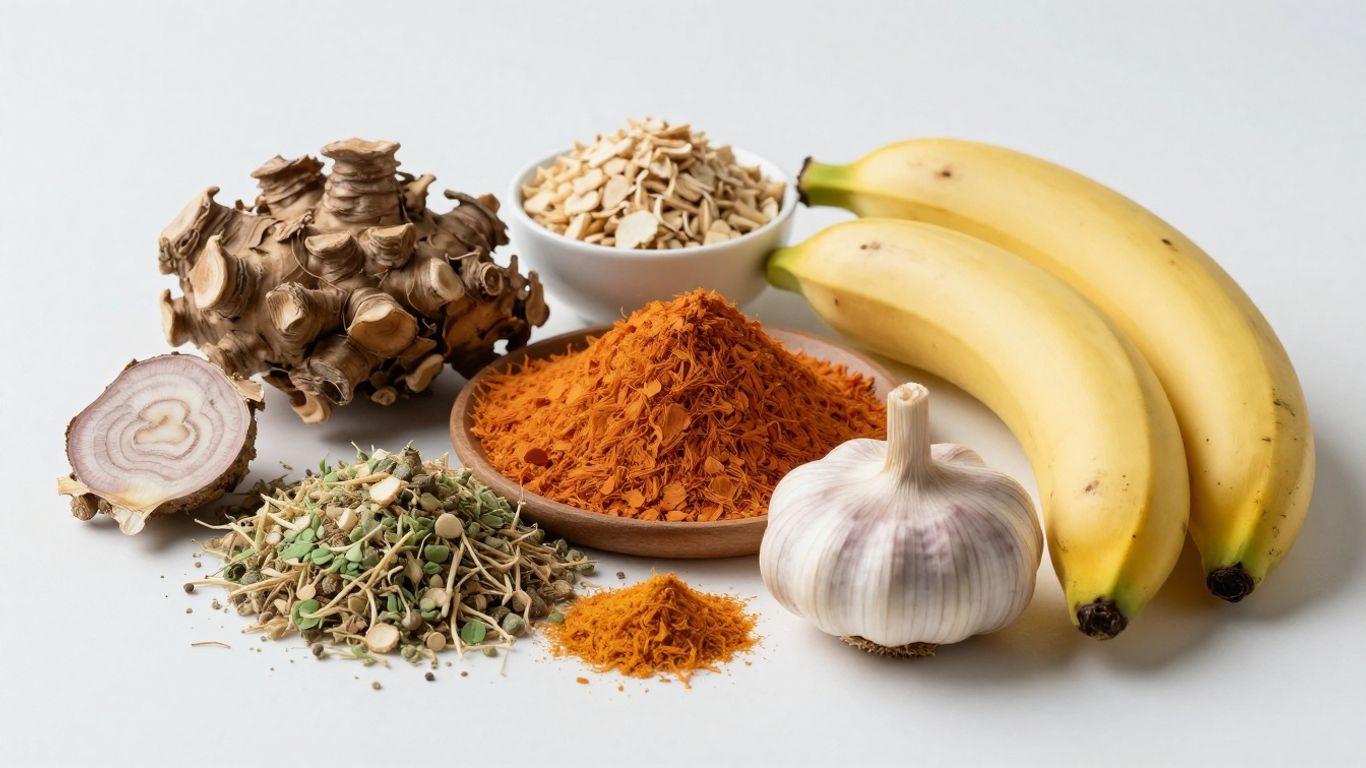 Variety of prebiotic foods and gentle digestive support