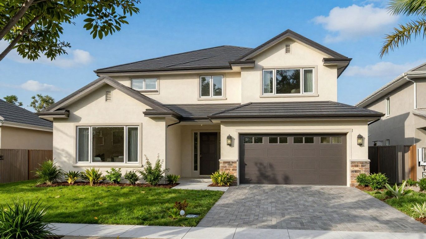 Casa moderna protegida con seguro de hogar.